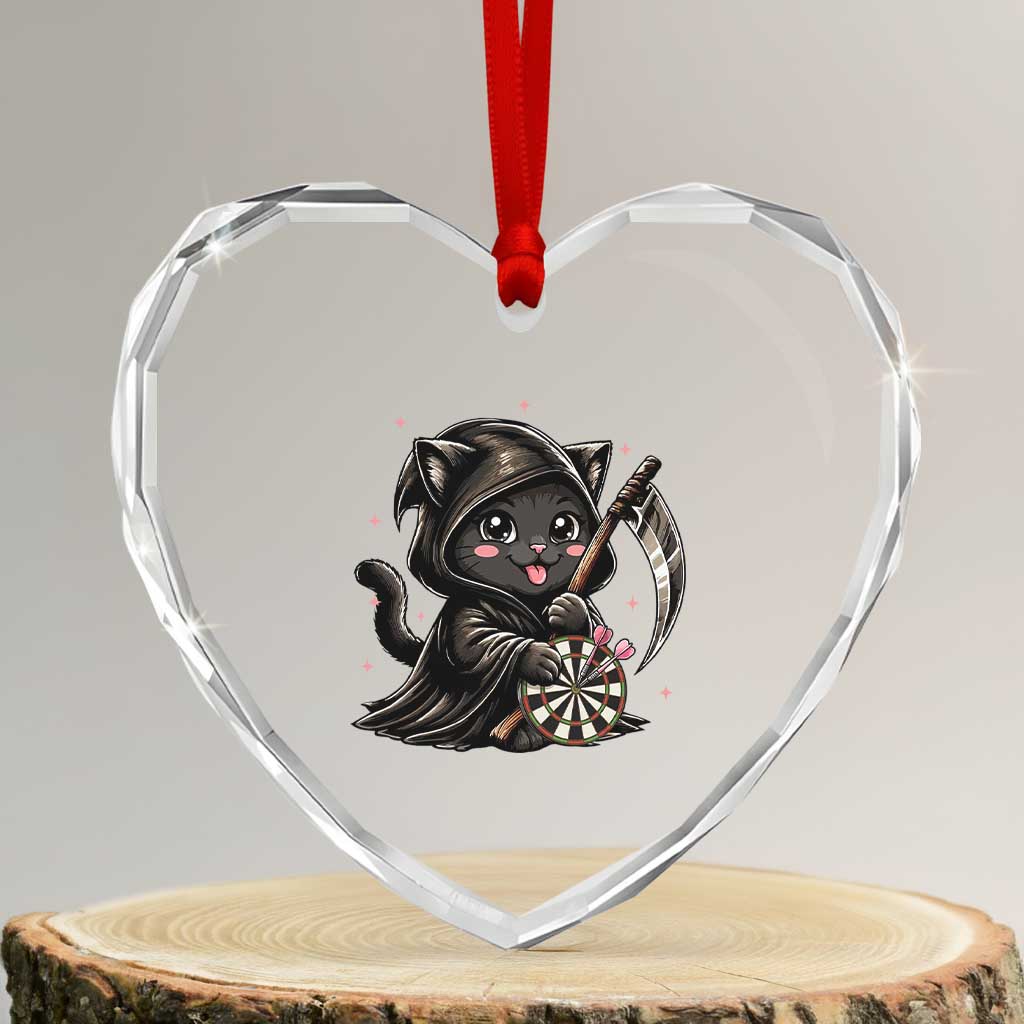 Dark Reaper Cat Throwing Darts Heart Crystal Glass Ornament Funny Pub Game Gift - Wonder Print Shop