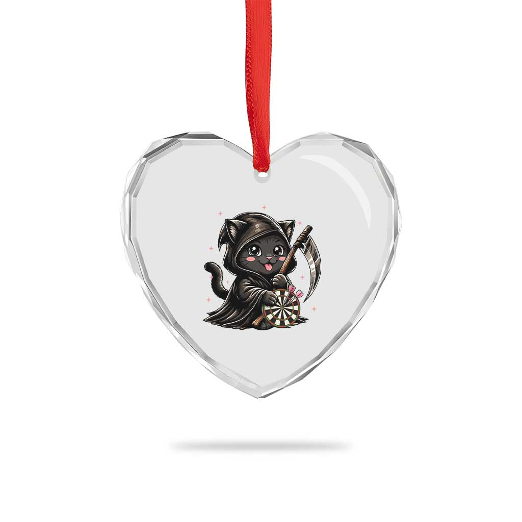 Dark Reaper Cat Throwing Darts Heart Crystal Glass Ornament Funny Pub Game Gift - Wonder Print Shop