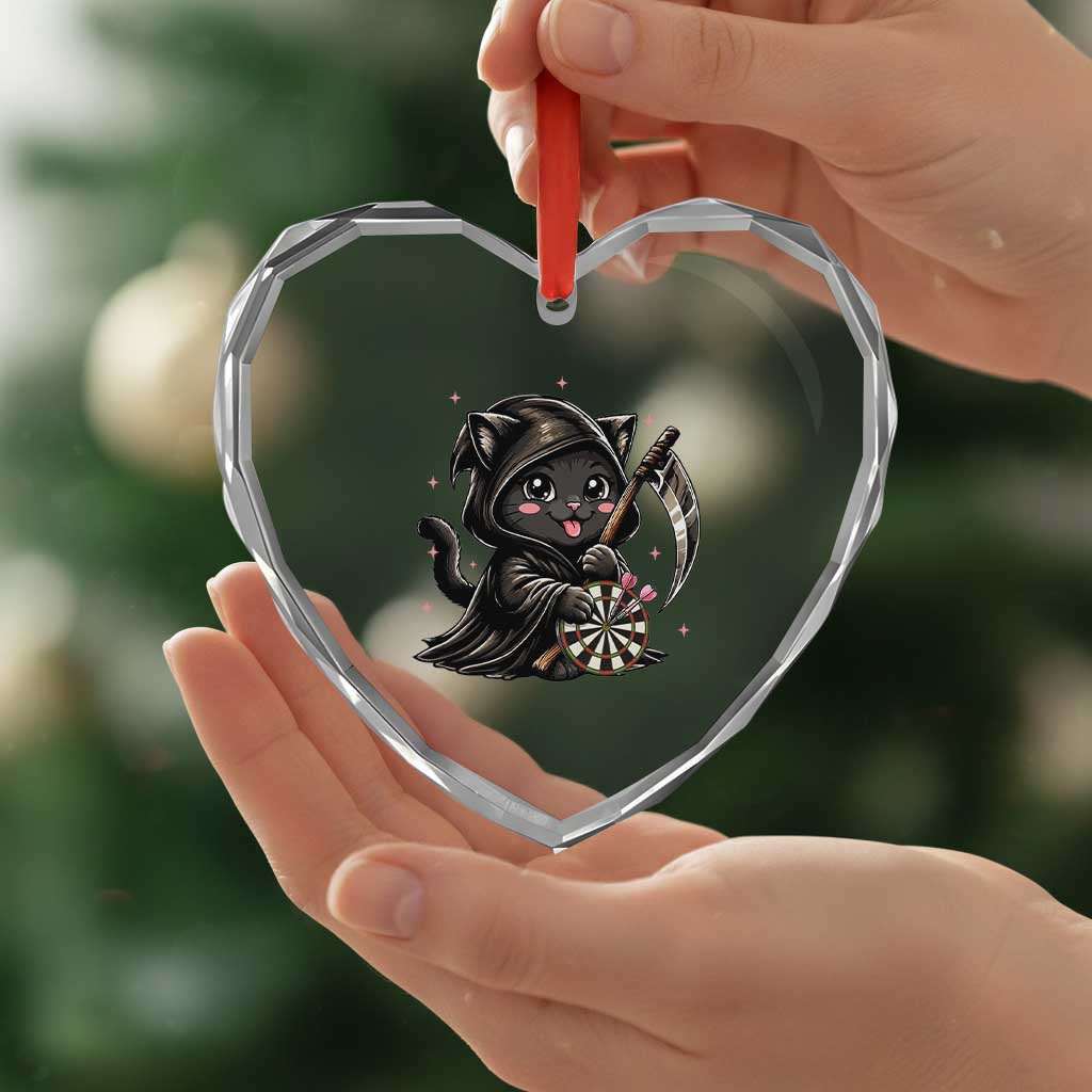 Dark Reaper Cat Throwing Darts Heart Crystal Glass Ornament Funny Pub Game Gift - Wonder Print Shop
