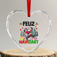 Dartist Feliz Navidart Heart Crystal Glass Ornament Funny Santa Running From Darts Christmas Gift - Wonder Print Shop