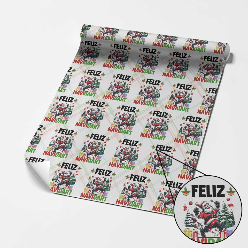Dartist Feliz Navidart Wrapping Paper Roll Funny Santa Running From Darts Christmas Gift - Wonder Print Shop
