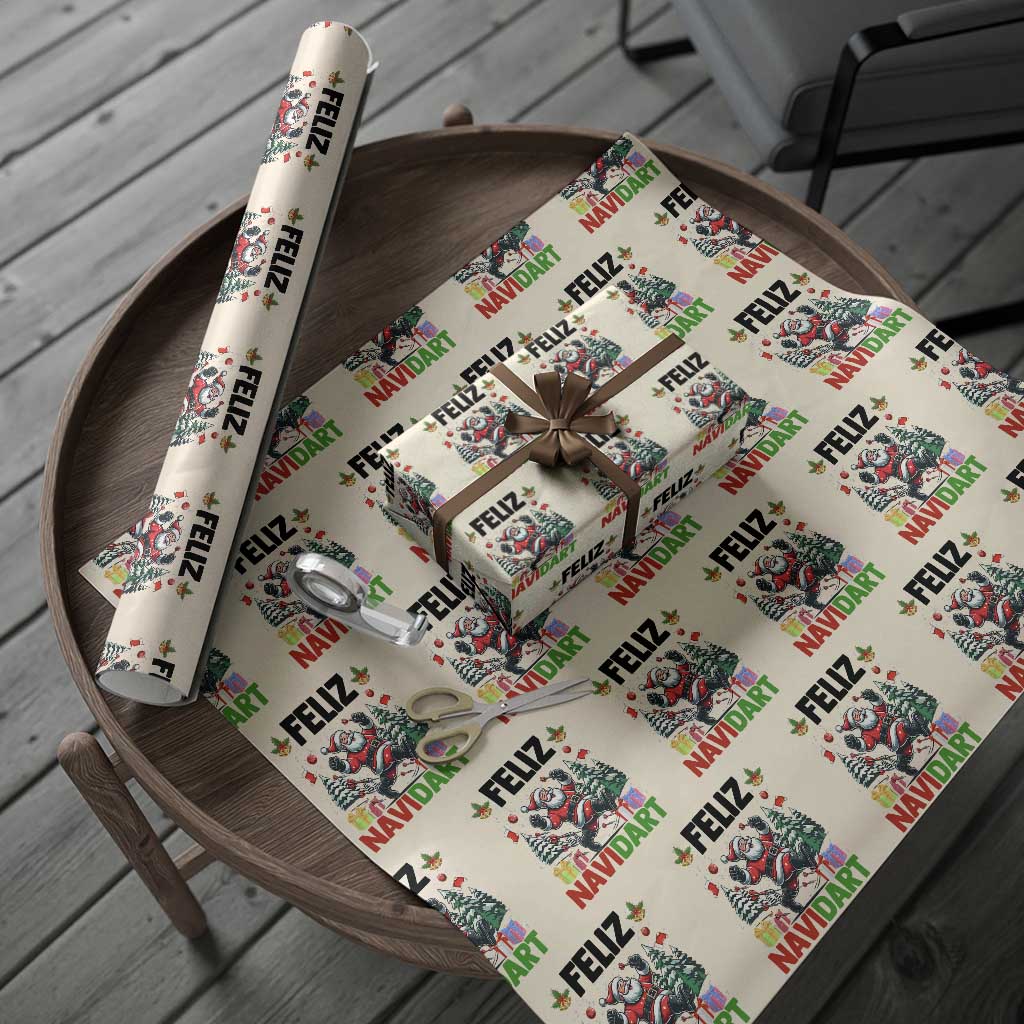 Dartist Feliz Navidart Wrapping Paper Roll Funny Santa Running From Darts Christmas Gift - Wonder Print Shop