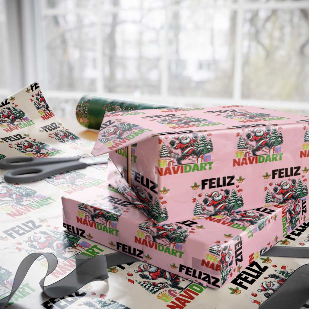 Dartist Feliz Navidart Wrapping Paper Roll Funny Santa Running From Darts Christmas Gift - Wonder Print Shop