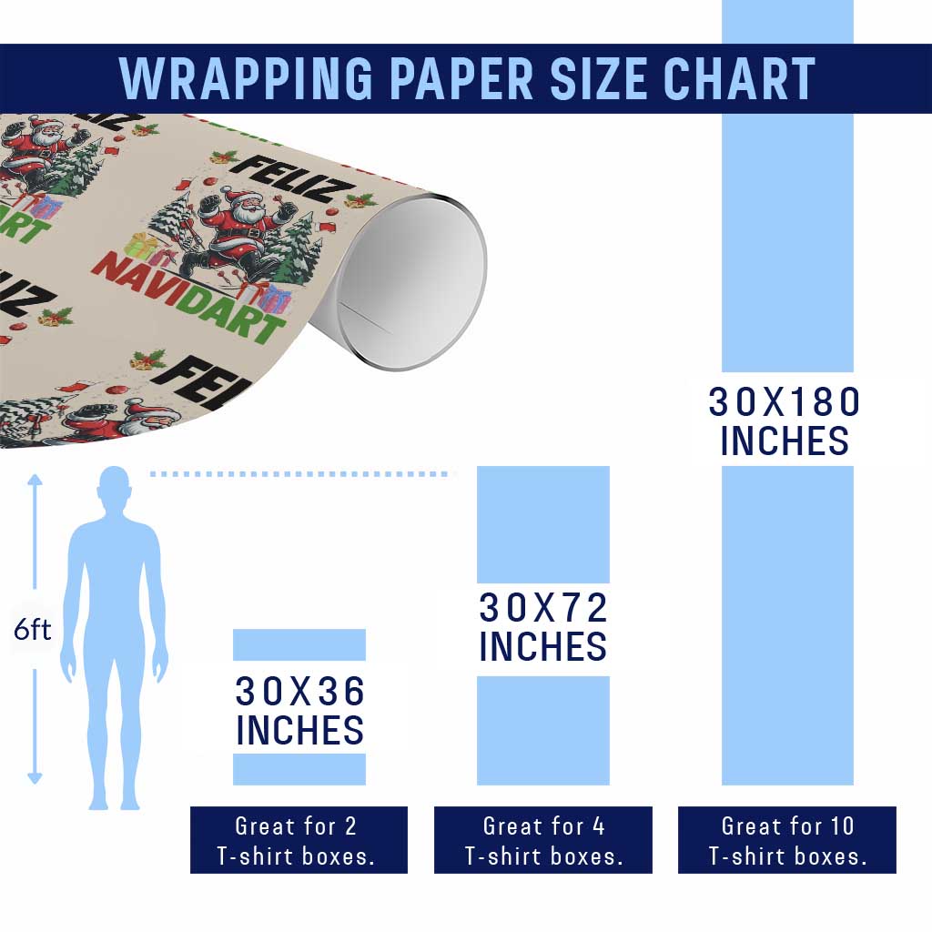 Dartist Feliz Navidart Wrapping Paper Roll Funny Santa Running From Darts Christmas Gift - Wonder Print Shop