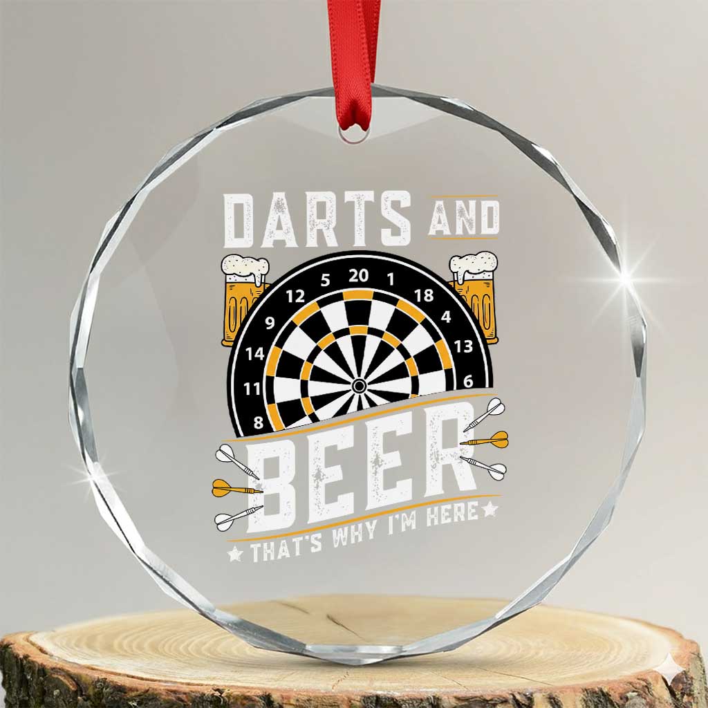 Darts And Beer That Is Why I Am Here Crystal Glass Ornament Funny Pub Game Darts Lover Gift - Wonder Print Shop