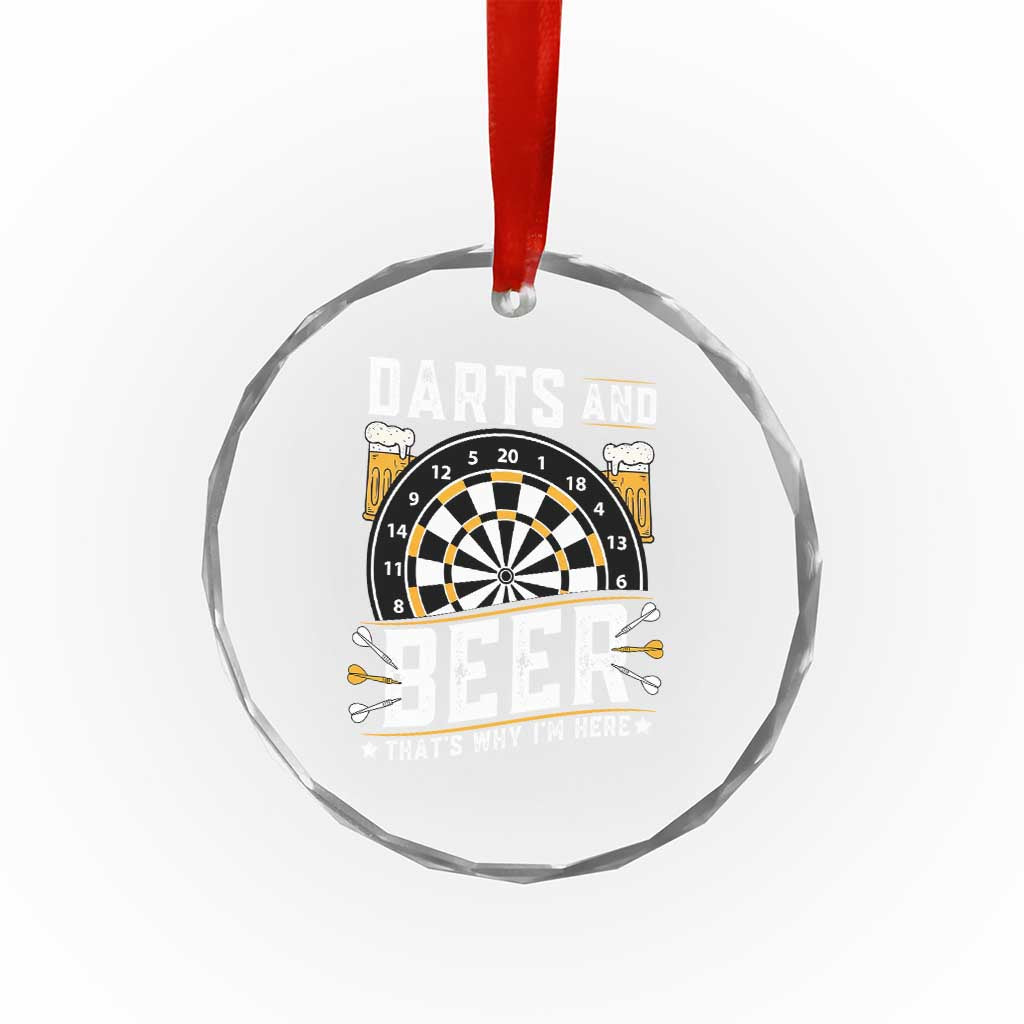 Darts And Beer That Is Why I Am Here Crystal Glass Ornament Funny Pub Game Darts Lover Gift - Wonder Print Shop