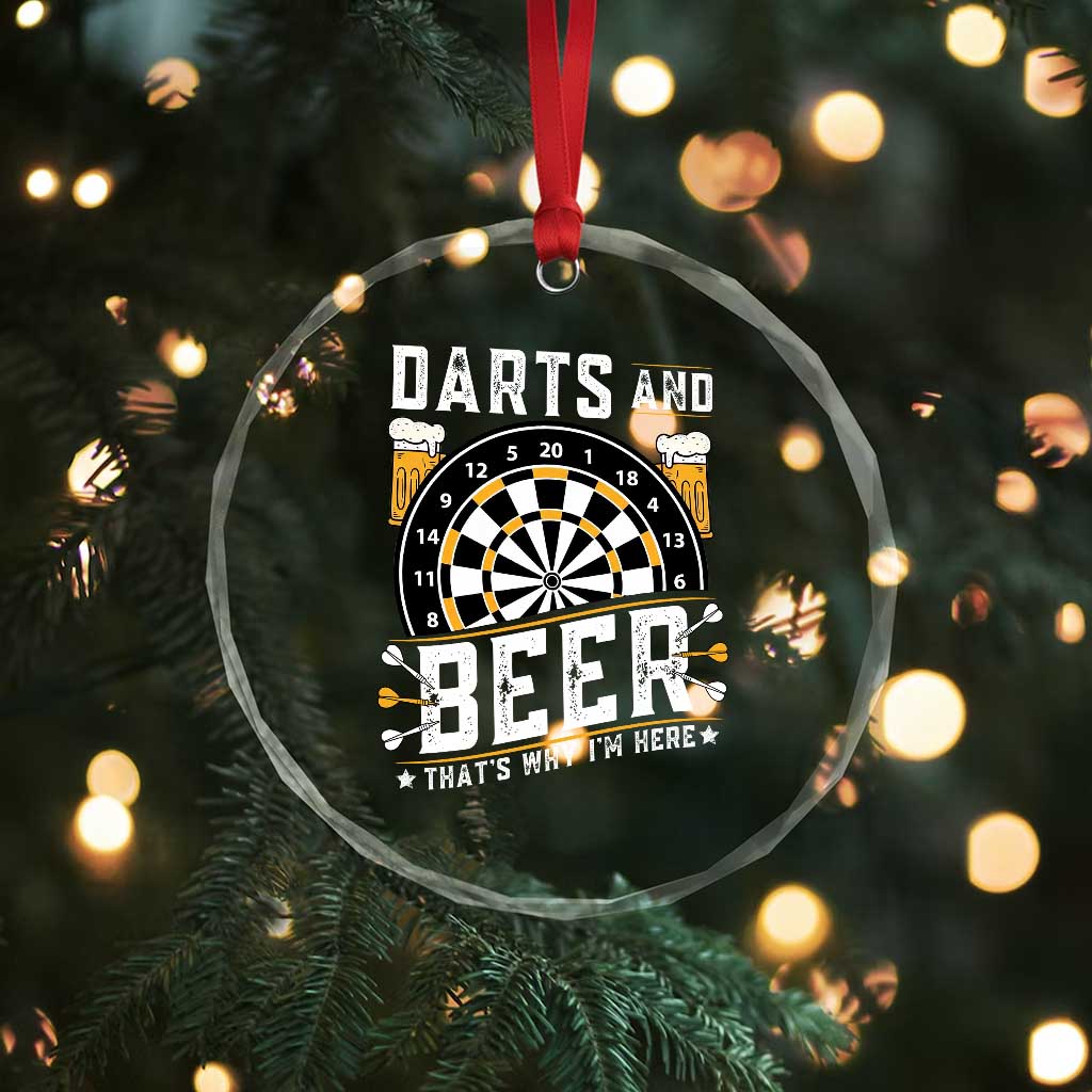 Darts And Beer That Is Why I Am Here Crystal Glass Ornament Funny Pub Game Darts Lover Gift - Wonder Print Shop