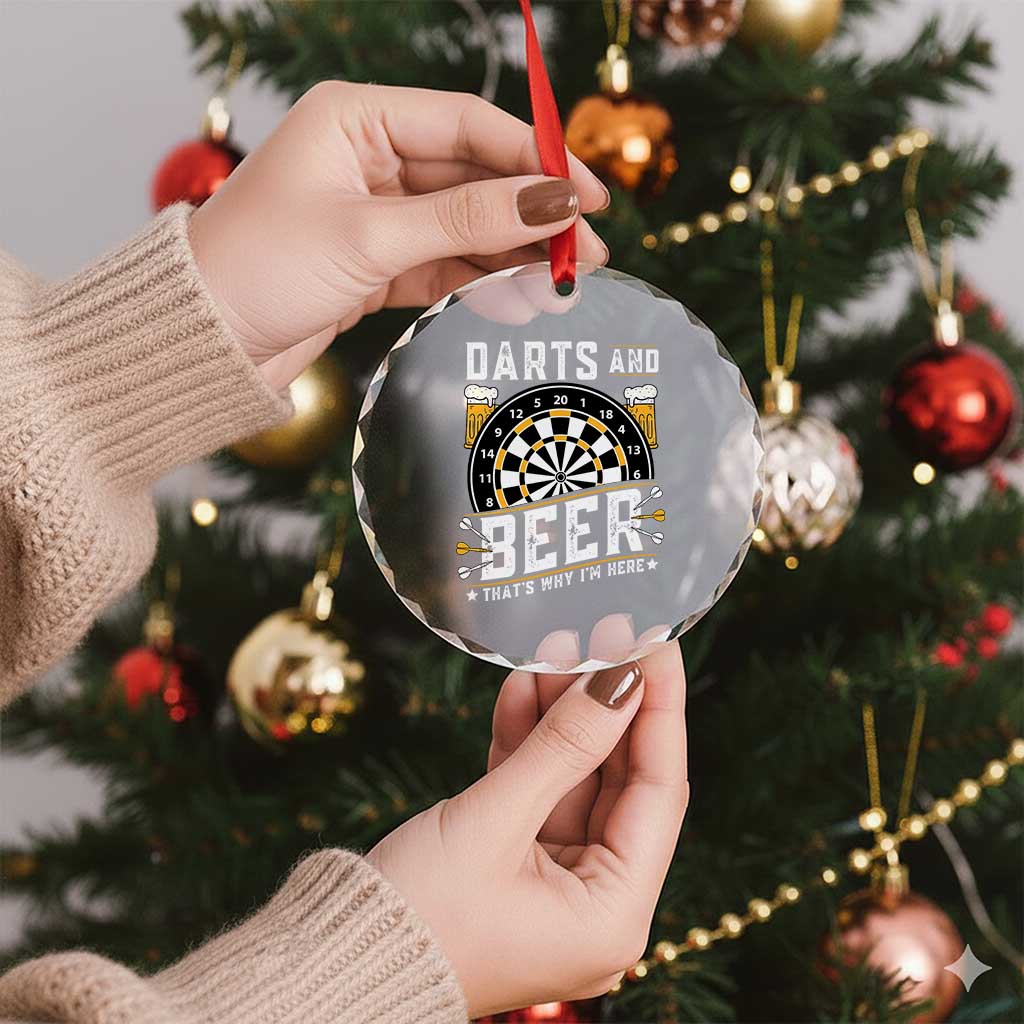 Darts And Beer That Is Why I Am Here Crystal Glass Ornament Funny Pub Game Darts Lover Gift - Wonder Print Shop