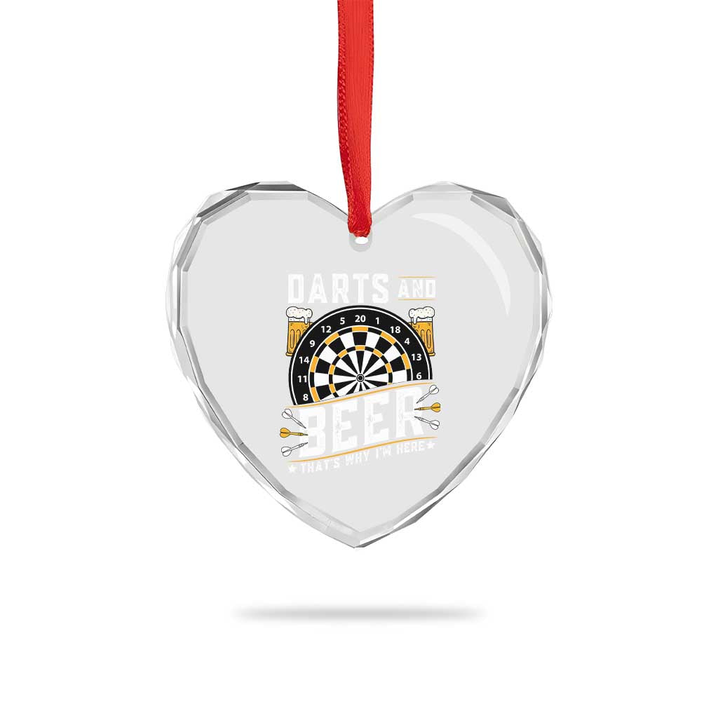 Darts And Beer That Is Why I Am Here Heart Crystal Glass Ornament Funny Pub Game Darts Lover Gift - Wonder Print Shop