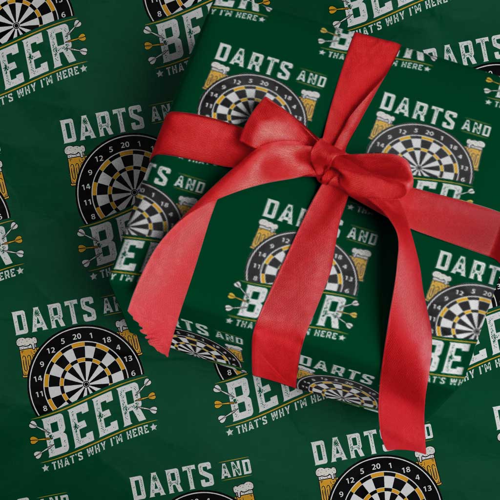 Darts And Beer That Is Why I Am Here Wrapping Paper Roll Funny Pub Game Darts Lover Gift - Wonder Print Shop