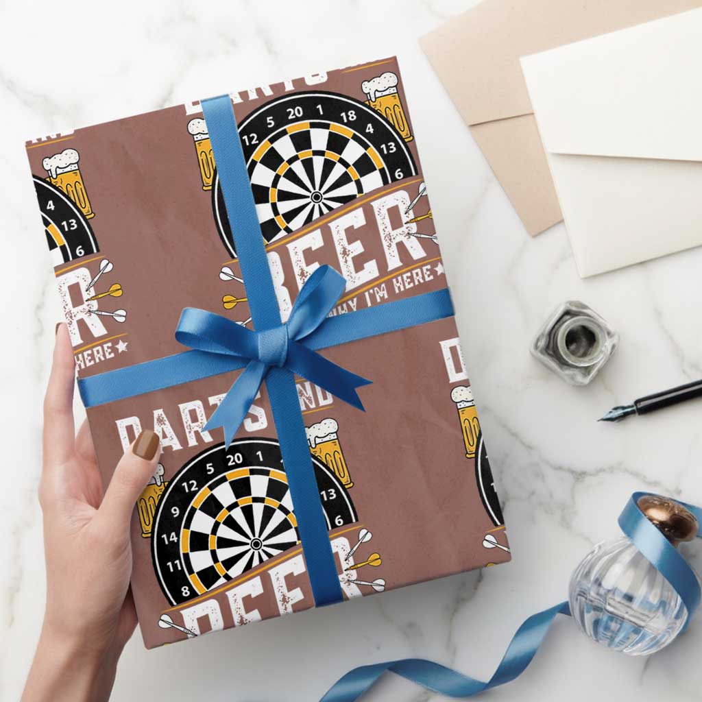 Darts And Beer That Is Why I Am Here Wrapping Paper Roll Funny Pub Game Darts Lover Gift - Wonder Print Shop