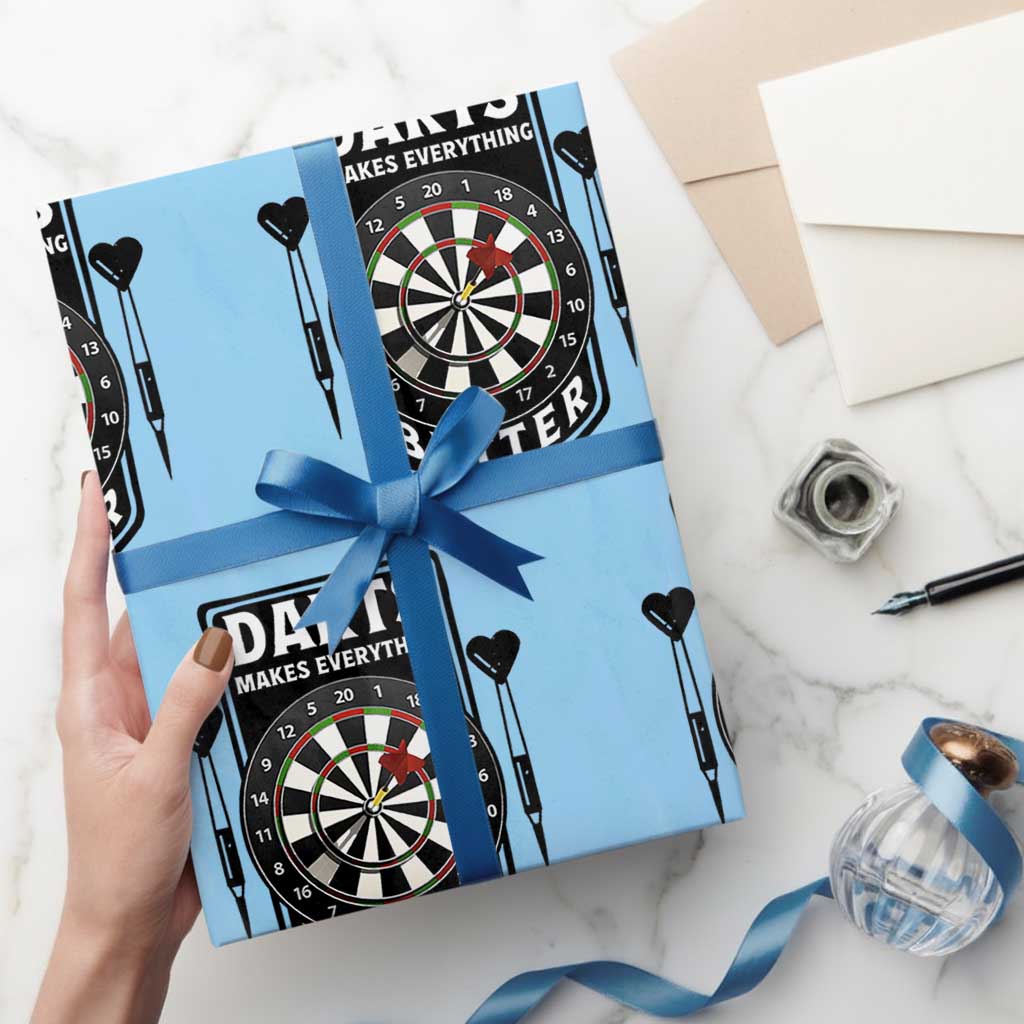 Darts Makes Everything Better Wrapping Paper Roll Darts Lover Gift - Wonder Print Shop