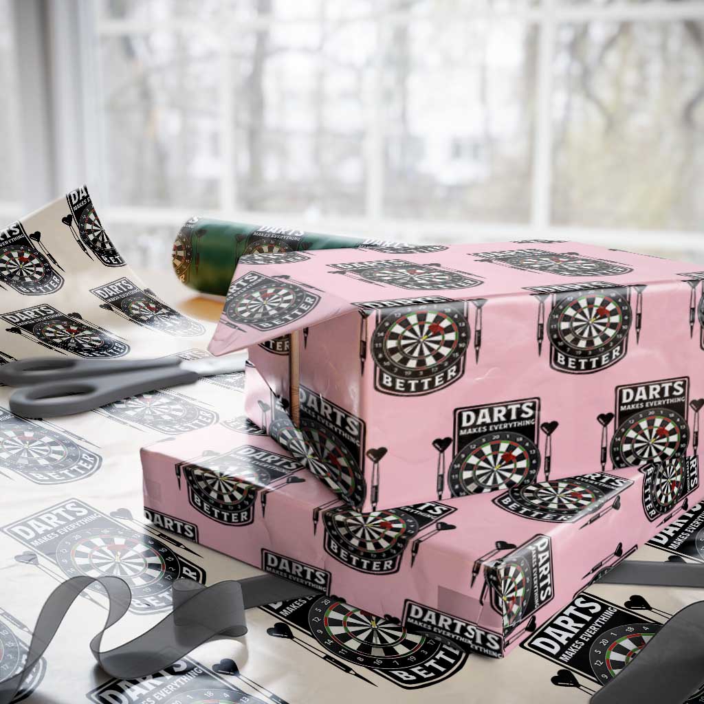 Darts Makes Everything Better Wrapping Paper Roll Darts Lover Gift - Wonder Print Shop