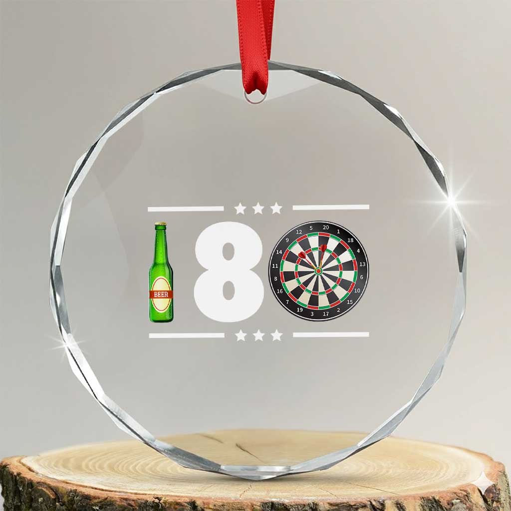 Darts Master 180 And Beer Crystal Glass Ornament Funny Bullseye Shooter Gift - Wonder Print Shop