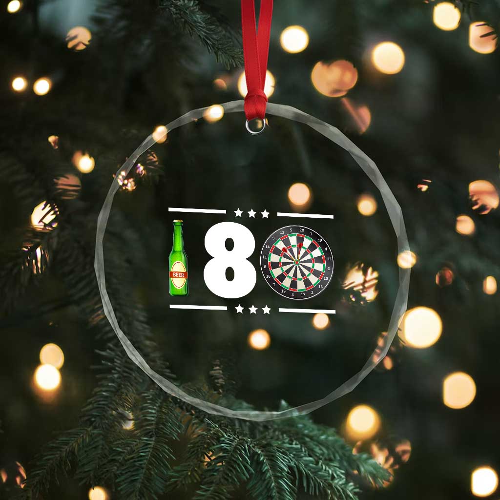Darts Master 180 And Beer Crystal Glass Ornament Funny Bullseye Shooter Gift - Wonder Print Shop