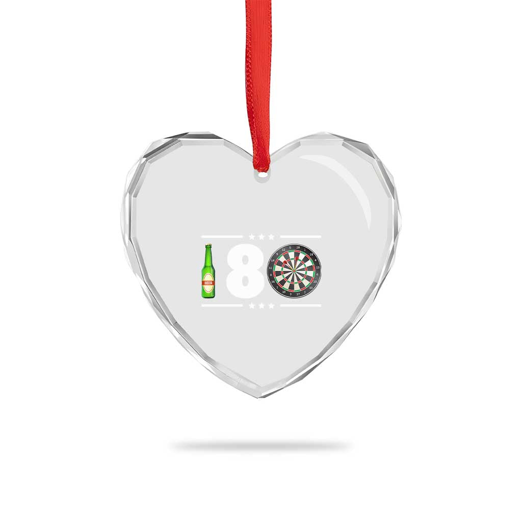 Darts Master 180 And Beer Heart Crystal Glass Ornament Funny Bullseye Shooter Gift - Wonder Print Shop