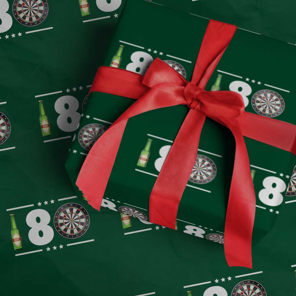 Darts Master 180 And Beer Wrapping Paper Roll Funny Bullseye Shooter Gift - Wonder Print Shop