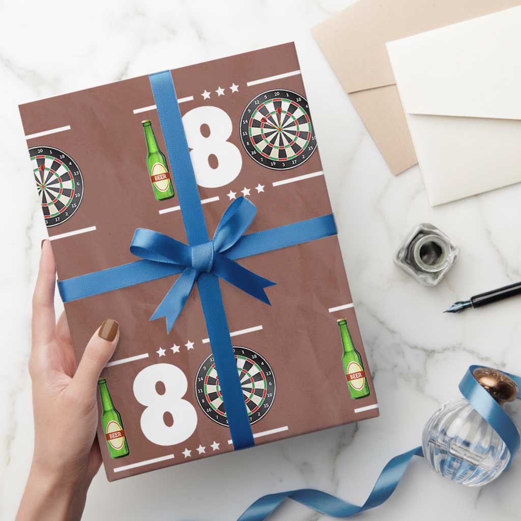 Darts Master 180 And Beer Wrapping Paper Roll Funny Bullseye Shooter Gift - Wonder Print Shop