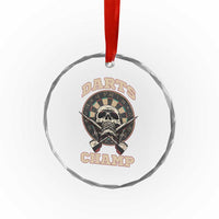 Darts Player Champion Crystal Glass Ornament Skull Dartboard Retro Style - Wonder Print Shop