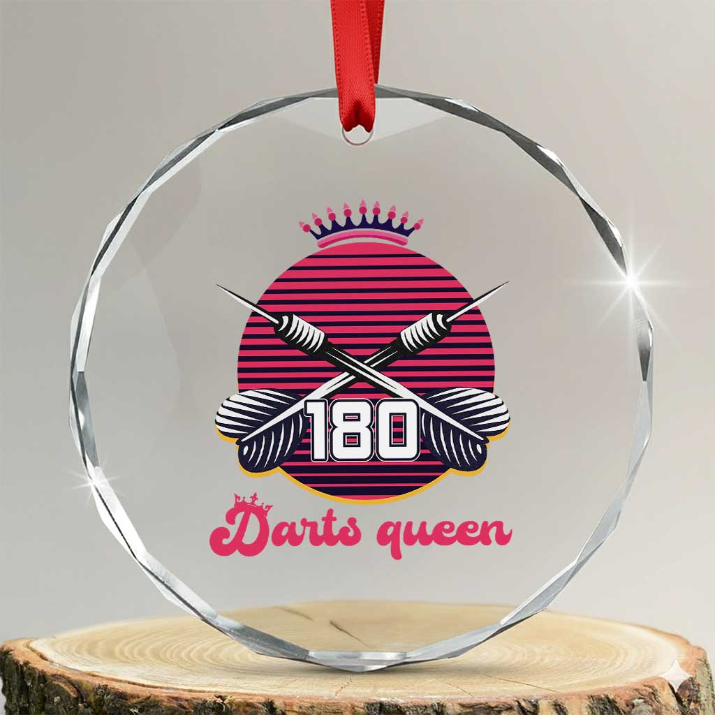 Darts Queen 180 Max Score Crystal Glass Ornament Funny Bullseye Shooter Gift - Wonder Print Shop