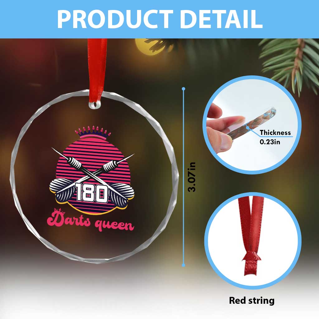 Darts Queen 180 Max Score Crystal Glass Ornament Funny Bullseye Shooter Gift - Wonder Print Shop