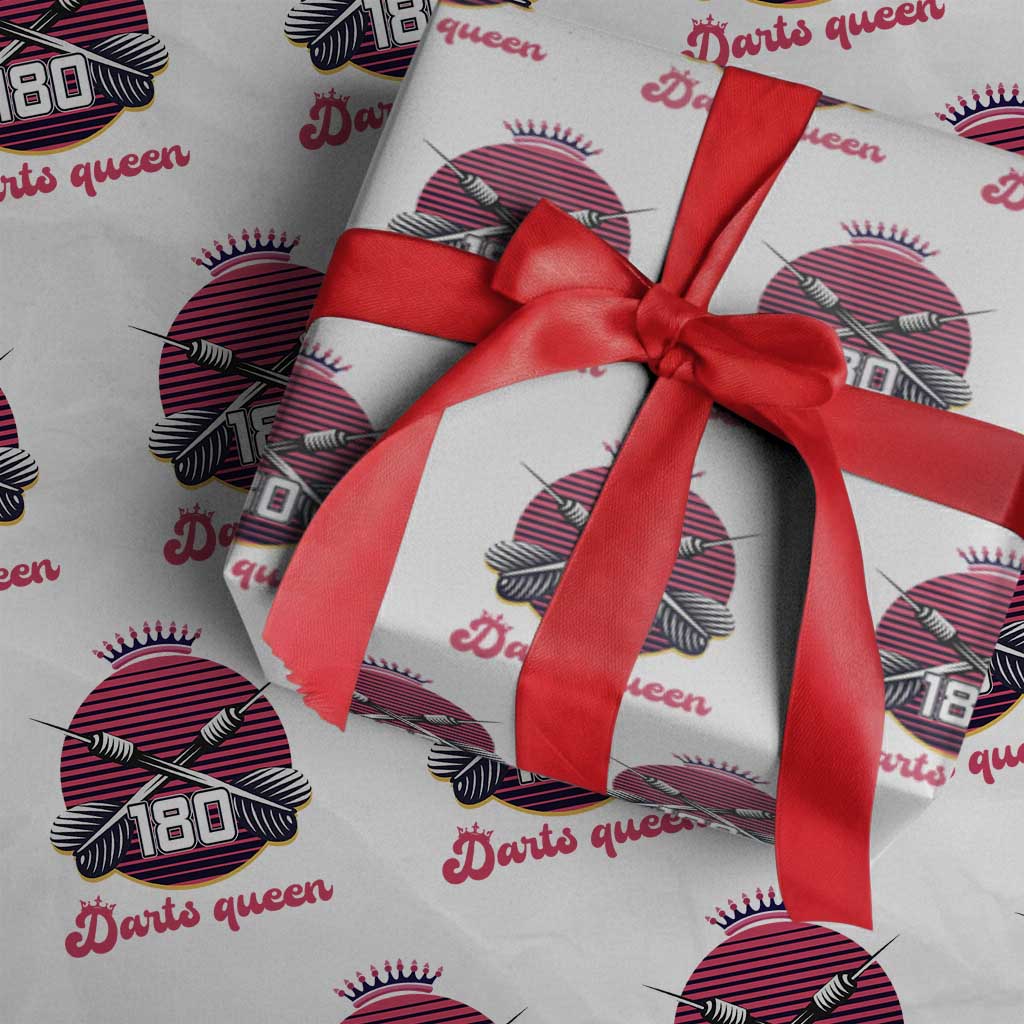 Darts Queen 180 Max Score Wrapping Paper Roll Funny Bullseye Shooter Gift - Wonder Print Shop
