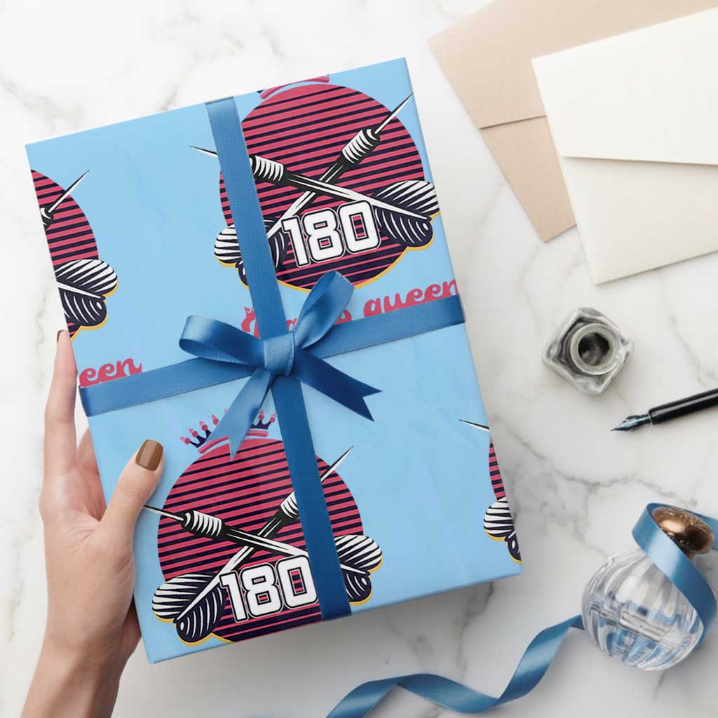 Darts Queen 180 Max Score Wrapping Paper Roll Funny Bullseye Shooter Gift - Wonder Print Shop