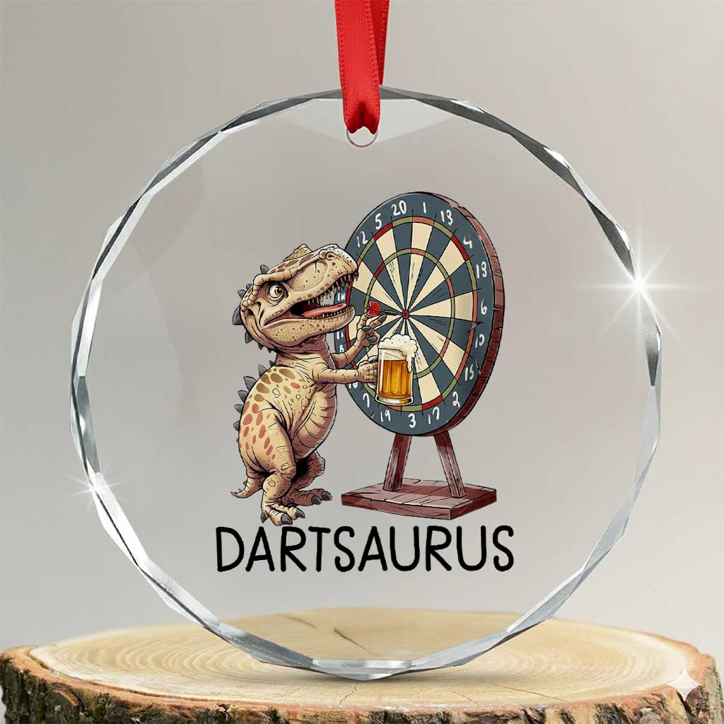 Dartsaurus Crystal Glass Ornament Funny Dinosaur Dart Player Gift - Wonder Print Shop