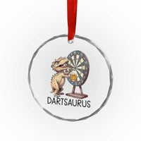 Dartsaurus Crystal Glass Ornament Funny Dinosaur Dart Player Gift - Wonder Print Shop