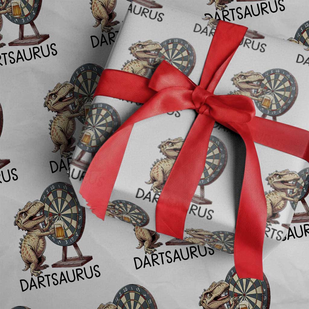 Dartsaurus Wrapping Paper Roll Funny Dinosaur Dart Player Gift - Wonder Print Shop