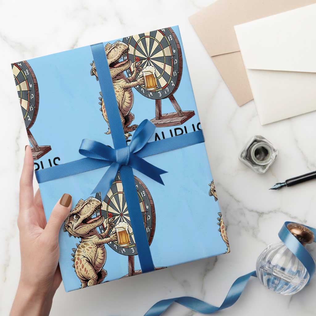 Dartsaurus Wrapping Paper Roll Funny Dinosaur Dart Player Gift - Wonder Print Shop
