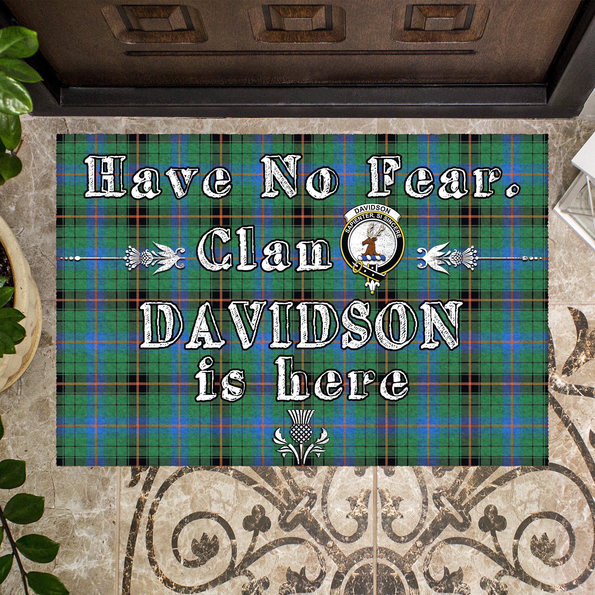 davidson-ancient-clan-tartan-door-mat-family-crest-have-no-fear-tartan-door-mat