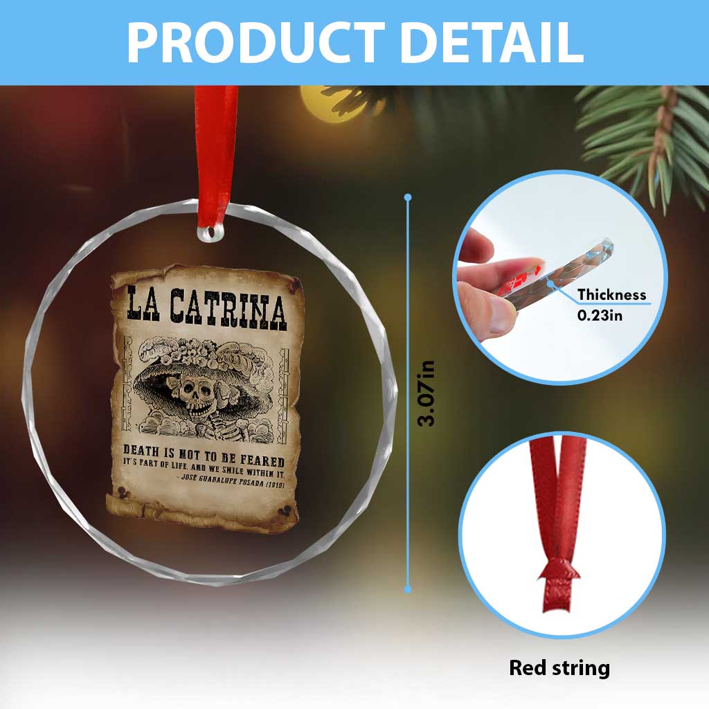 Day Of The Dead Crystal Glass Ornament La Calavera Garbancera - Wonder Print Shop