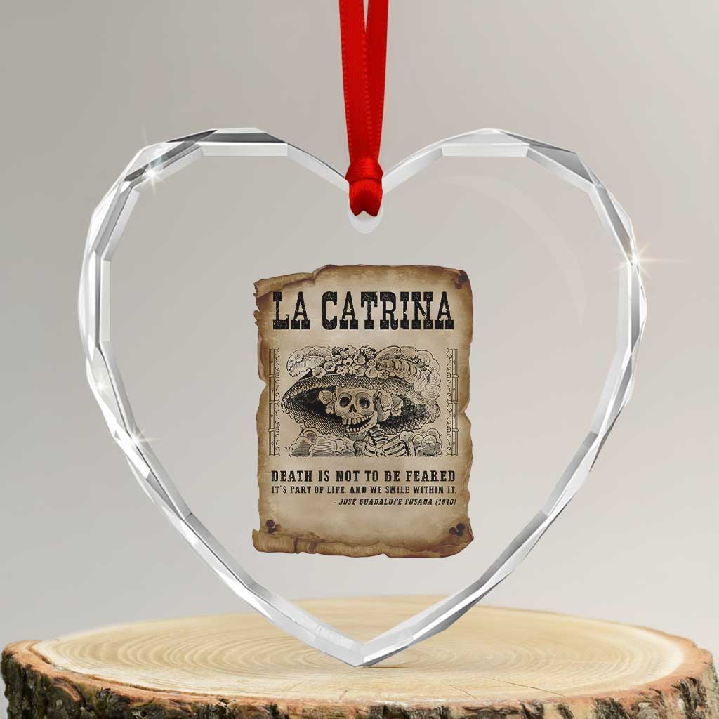 Day Of The Dead Heart Crystal Glass Ornament La Calavera Garbancera - Wonder Print Shop