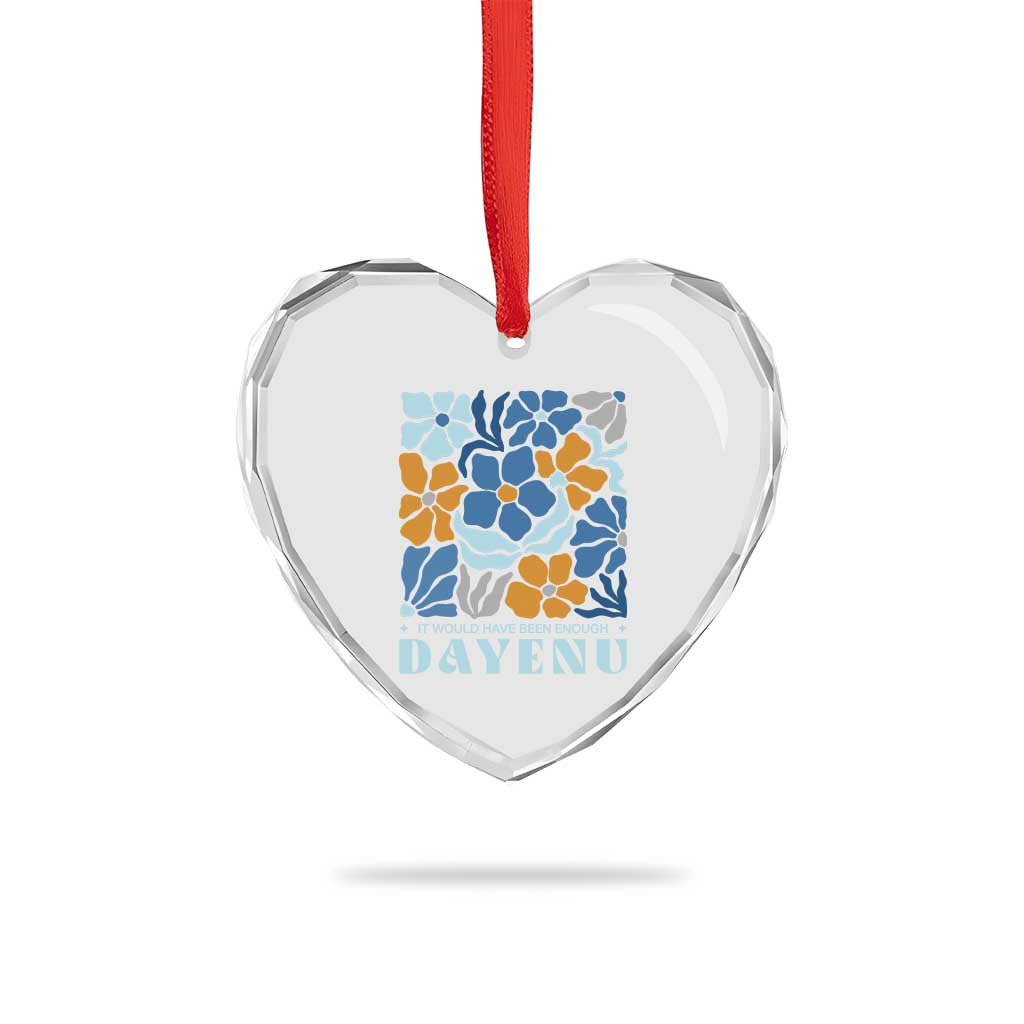 Dayenu Passover Jewish Holiday Floral Retro Heart Crystal Glass Ornament It Would Have Been Enough Meaningful Seder Gift