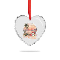 Daytona Beach Florida Heart Crystal Glass Ornament Tropical Palm Tree Ocean Travel Gift