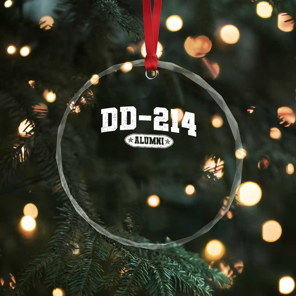 DD-214 Alumni Crystal Glass Ornament US Army Pride Military Veteran Retired - Wonder Print Shop