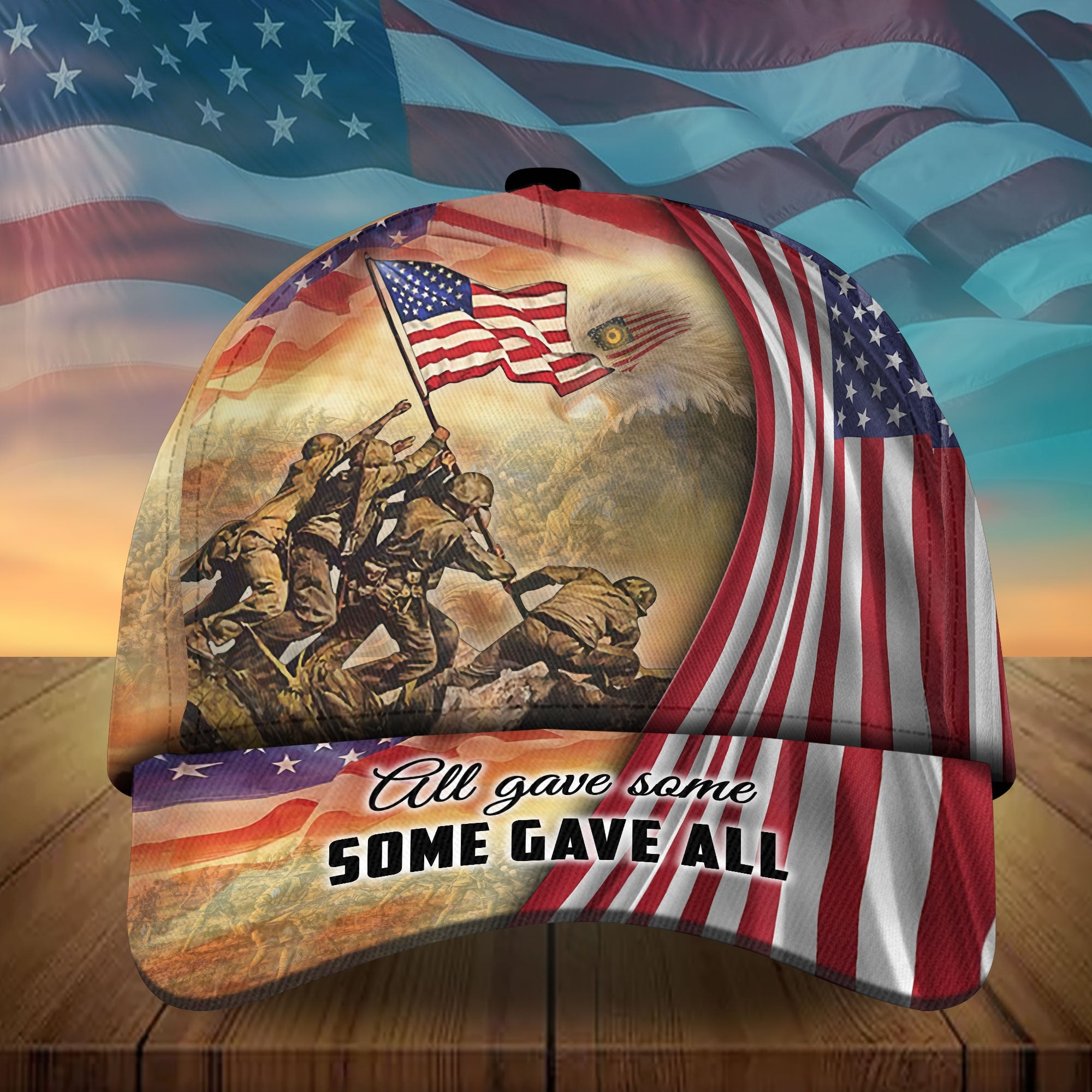 Premium All Gave Some Some Gave All, US Veteran Eagle 3D Hats Personalized