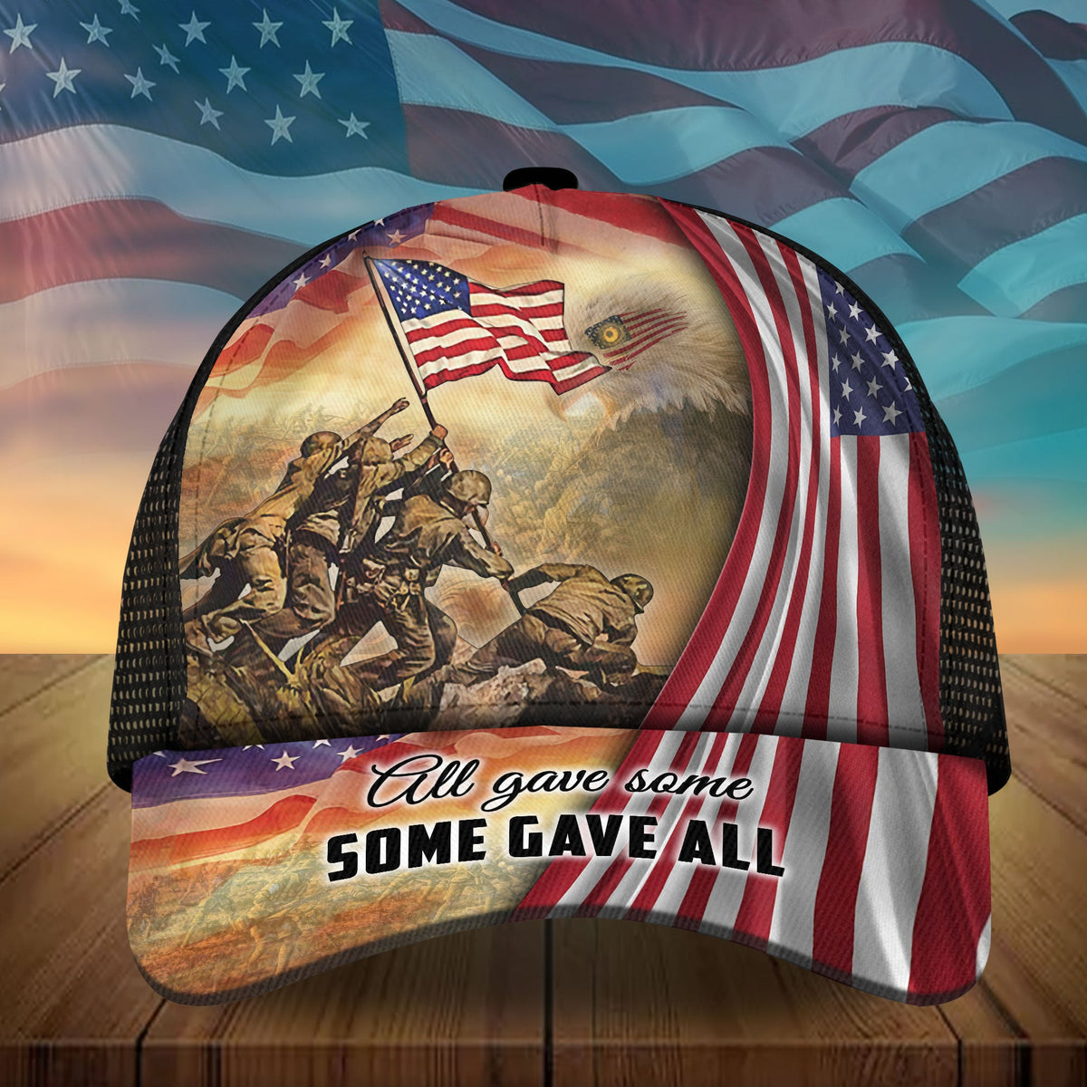 Premium All Gave Some Some Gave All, US Veteran Eagle 3D Hats Personalized