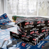 Dear Denmark We Hate Him Too Wrapping Paper Roll Funny Political Satire with US and Danish Flags