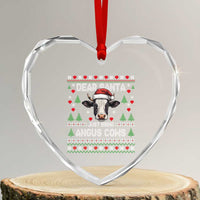Dear Santa Angus Cow Christmas Heart Crystal Glass Ornament Funny Farm Cow Lover Holiday Farm Ugly Sweater - Wonder Print Shop