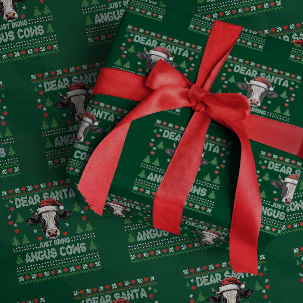 Dear Santa Angus Cow Christmas Wrapping Paper Roll Funny Farm Cow Lover Holiday Farm Ugly Sweater - Wonder Print Shop