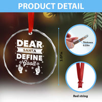 Dear Santa Christmas Crystal Glass Ornament Naughty Nice Funny Funny Family Xmas Pajamas - Wonder Print Shop