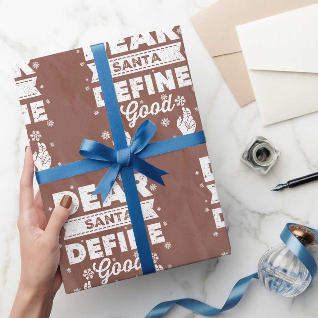 Dear Santa Christmas Wrapping Paper Roll Naughty Nice Funny Funny Family Xmas Pajamas - Wonder Print Shop