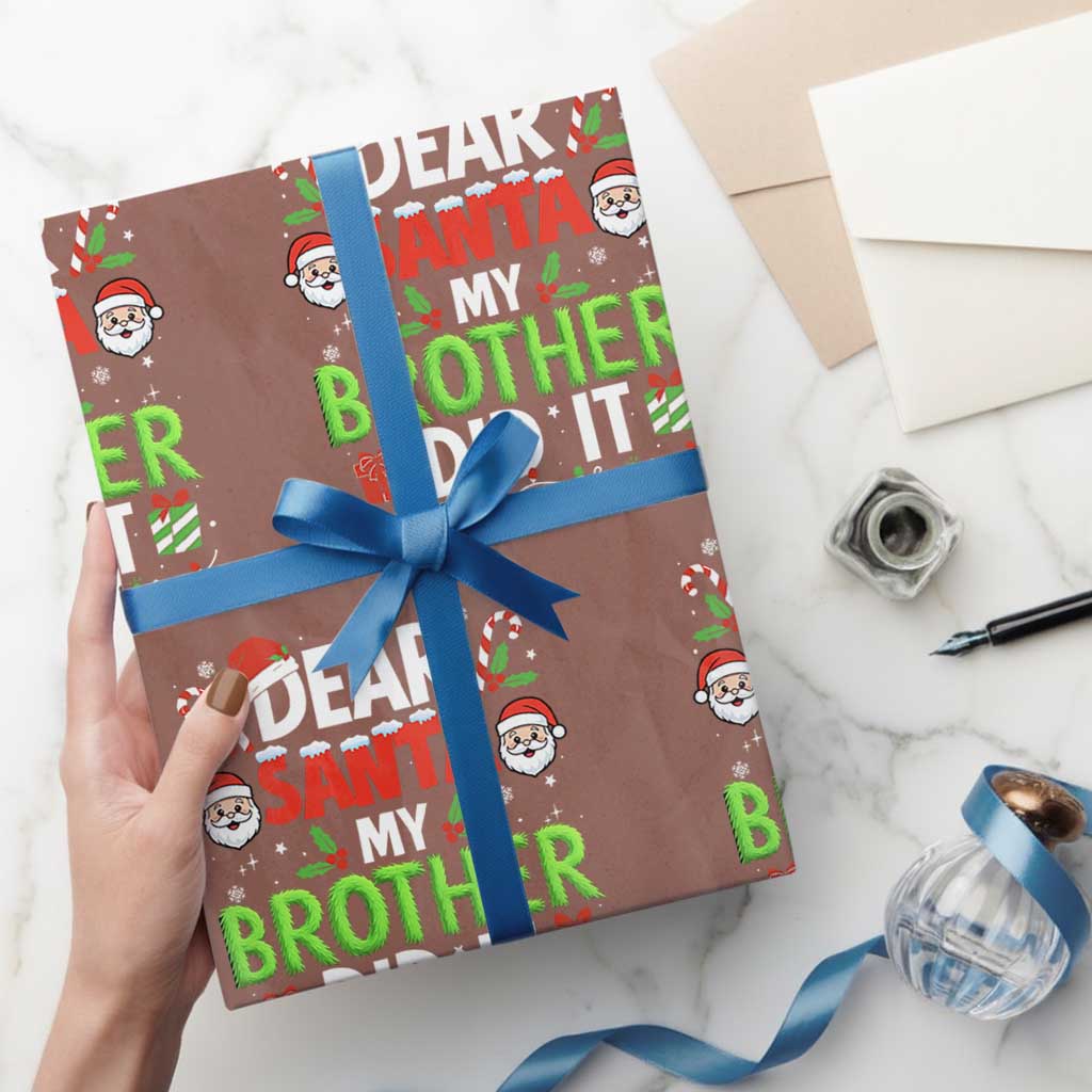 Dear Santa My Brother Did It Funny Christmas Wrapping Paper Roll Boys Girls Kids - Wonder Print Shop