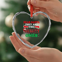 Dear Santa They Naughty Ones Heart Crystal Glass Ornament Christmas Red Plaid Pajamas PJ Xmas Gifts - Wonder Print Shop