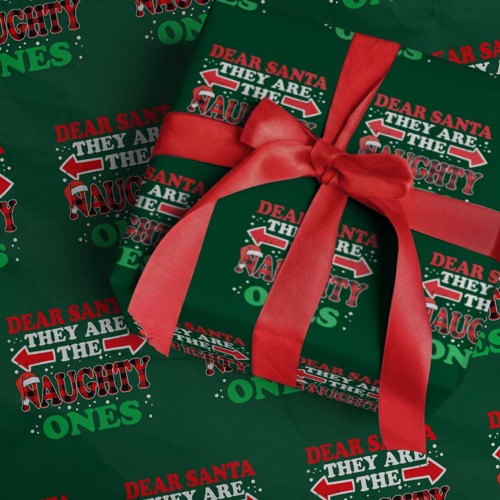 Dear Santa They Naughty Ones Wrapping Paper Roll Christmas Red Plaid Pajamas PJ Xmas Gifts - Wonder Print Shop