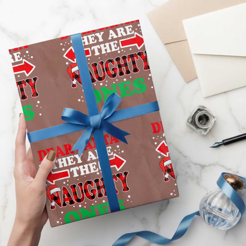 Dear Santa They Naughty Ones Wrapping Paper Roll Christmas Red Plaid Pajamas PJ Xmas Gifts - Wonder Print Shop