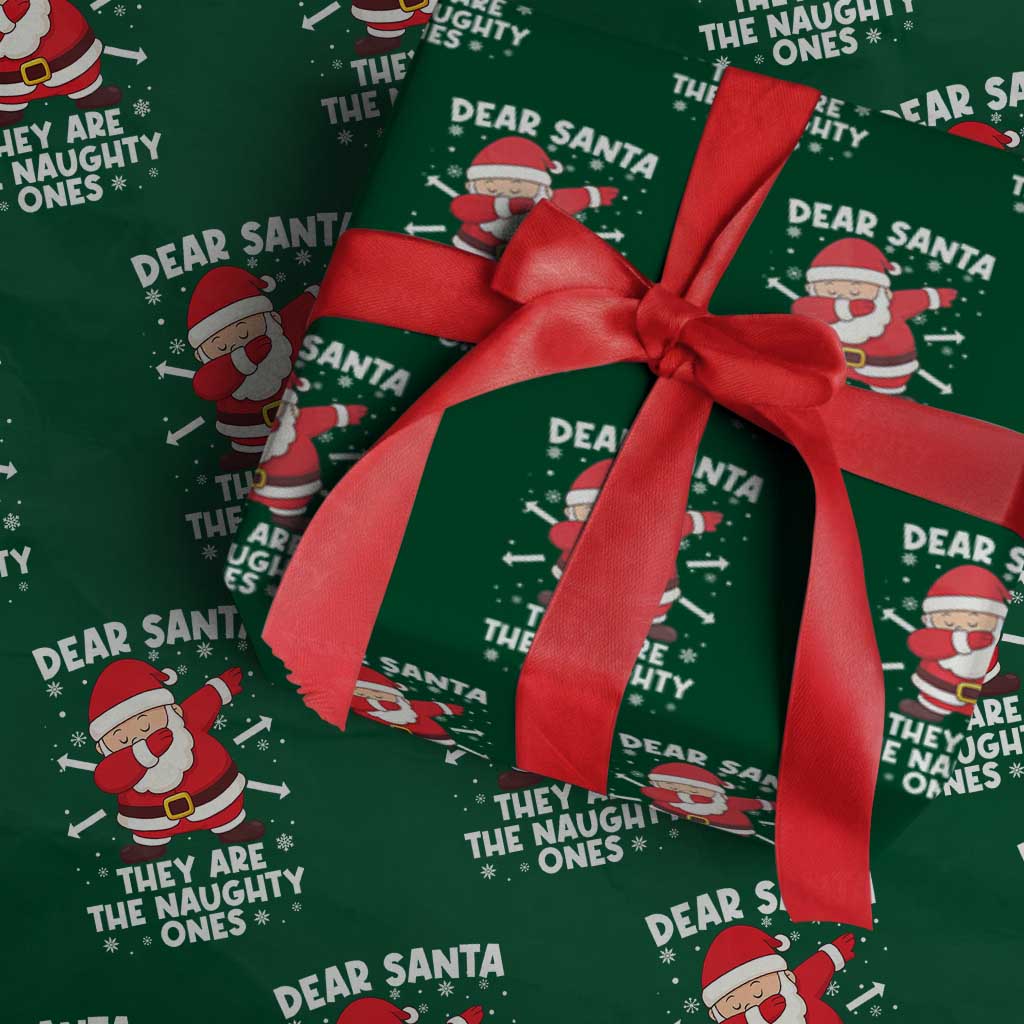 Dear Santa They Naughty Ones Wrapping Paper Roll Dabbing Santa Christmas Pajamas PJ Xmas Gifts - Wonder Print Shop