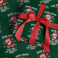 Dear Santa They Naughty Ones Wrapping Paper Roll Dabbing Santa Christmas Pajamas PJ Xmas Gifts - Wonder Print Shop